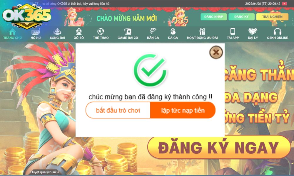 Đăng ký thành công là có cơ hội tham gia VIP