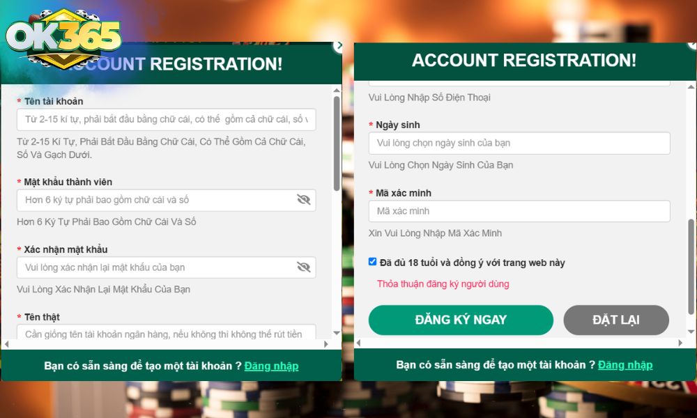 Điền theo form là đã có thể đăng ký thành công tài khoản